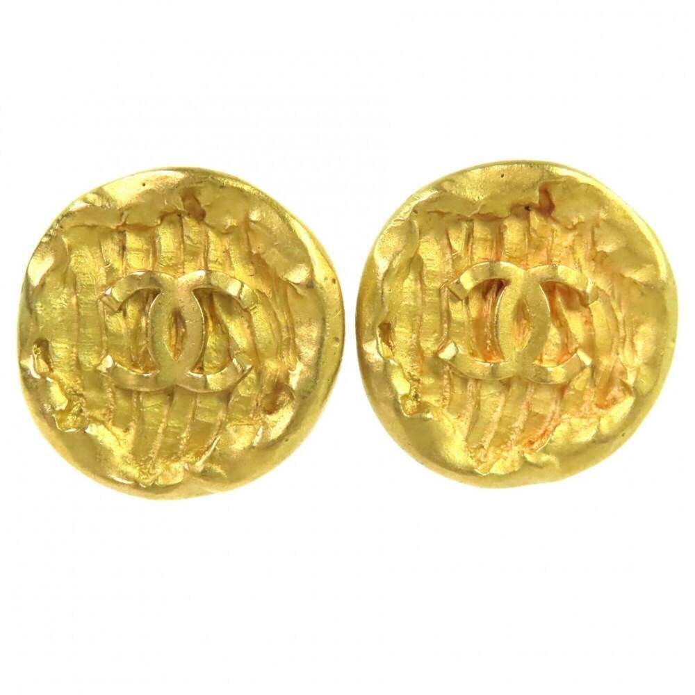 CHANEL Vintage Gold Logo Earrings